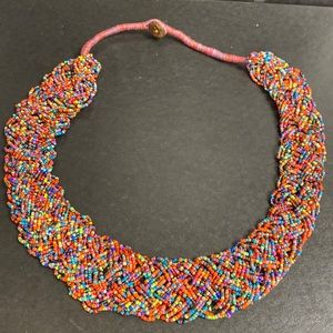 Rainbow Braided Bead Necklace